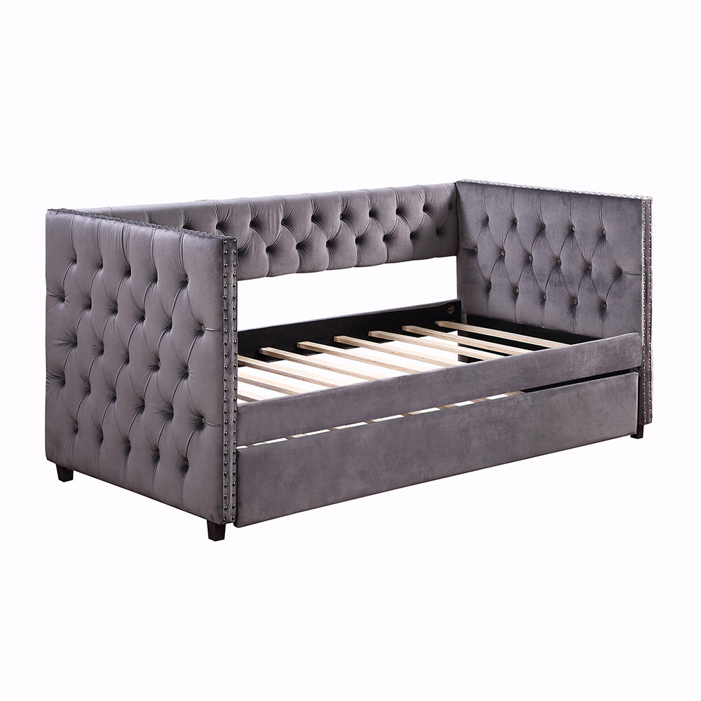 Twin Upholstered Tufted Daybed with Trundle