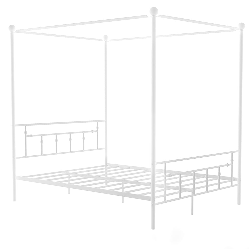 Queen Metal Canopy Bed with Headboard