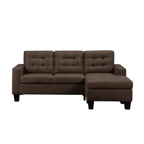 3 Seaters Sofa Set with Ottoman, Brown Linen