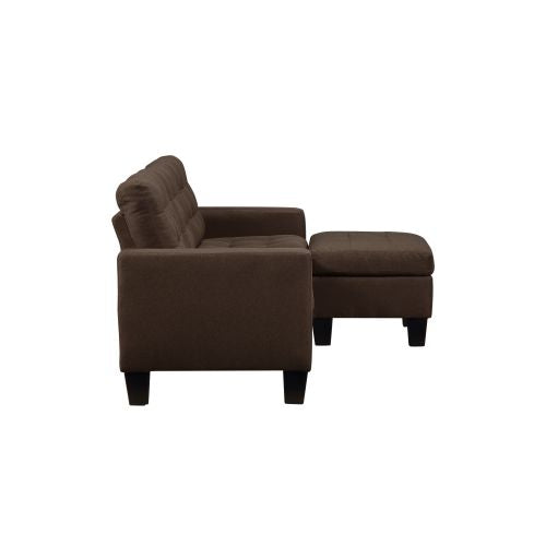 3 Seaters Sofa Set with Ottoman, Brown Linen