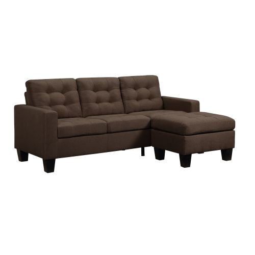 3 Seaters Sofa Set with Ottoman, Brown Linen