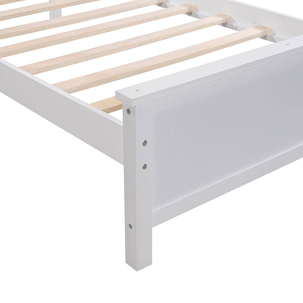 Twin Size Wood Platform Bed with Headboard, White