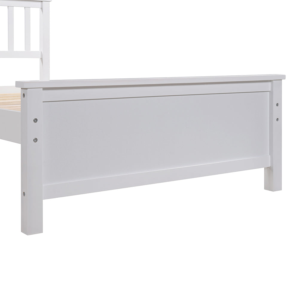 Twin Size Wood Platform Bed with Headboard, White