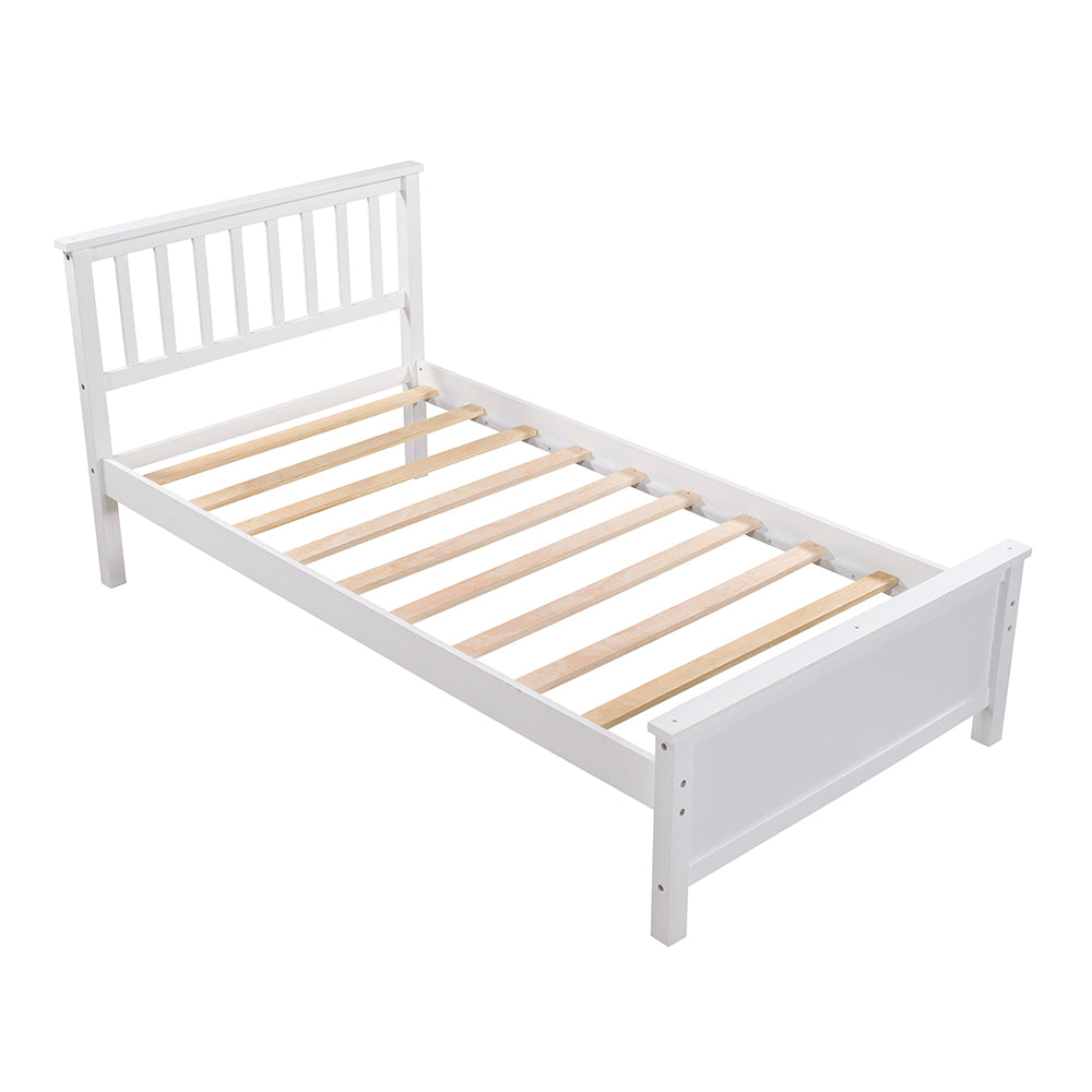 Twin Size Wood Platform Bed with Headboard