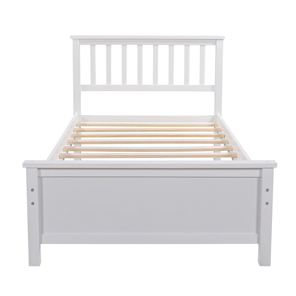 Twin Size Wood Platform Bed with Headboard