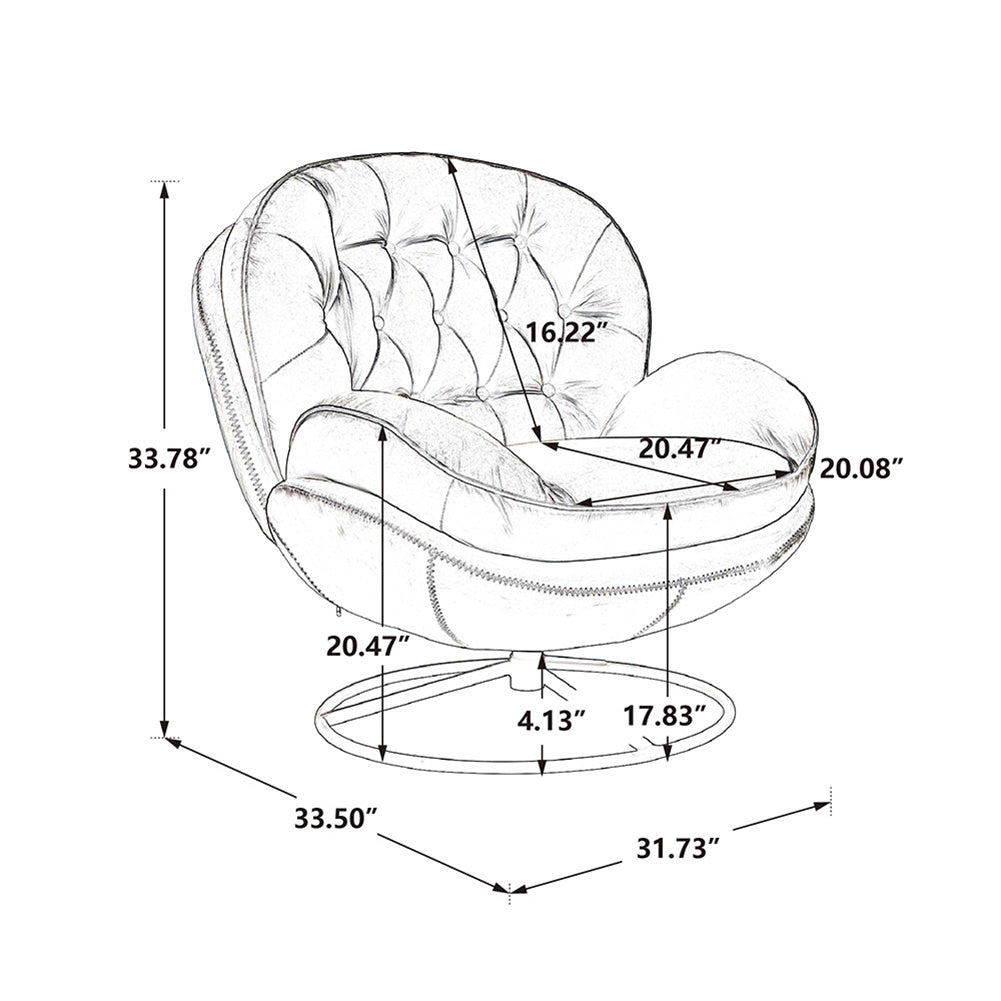 Velvet Swivel Chair and Ottoman