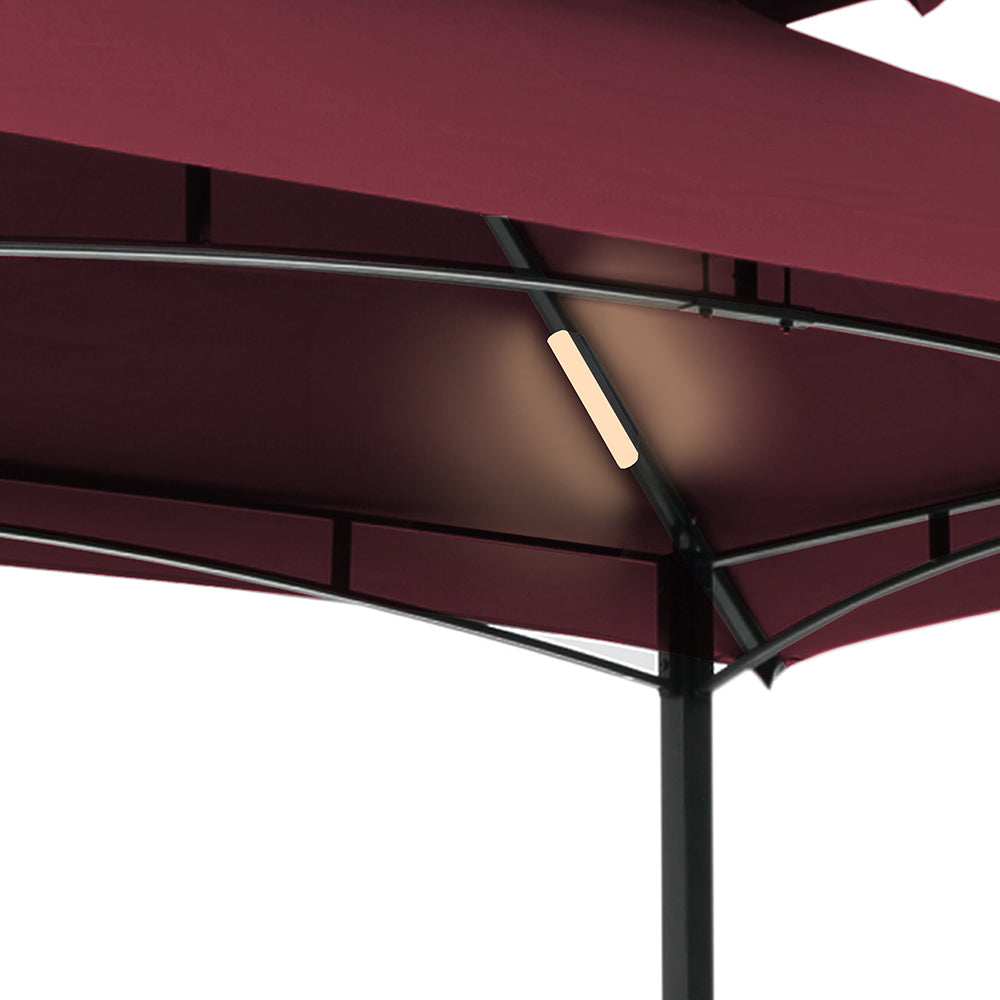 Outdoor Grill Gazebo With Light, 8 x 5 Ft Shelter Tent, Burgundy