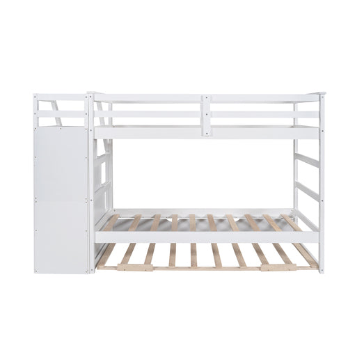 Twin-Over-Twin Bunk Bed with Trundle and Storage Stairs