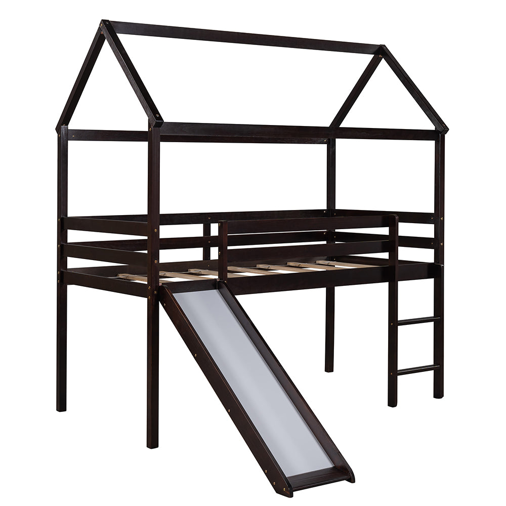 Twin Size Loft House Bed with Slide