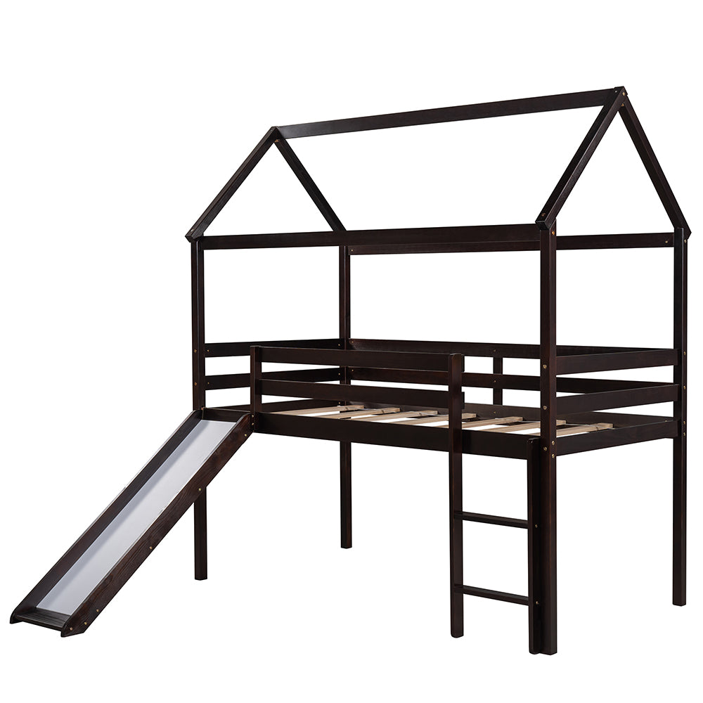 Twin Size Loft House Bed with Slide