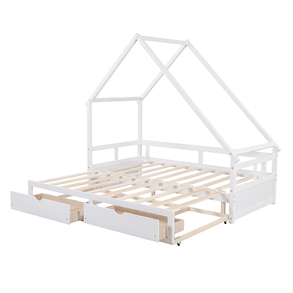 Extending Daybed House Bed with Two Drawers