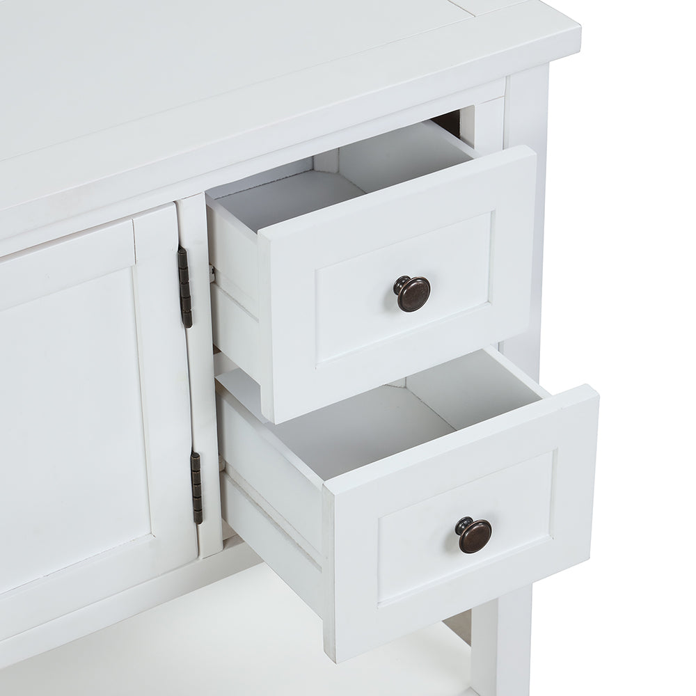 Modern Console Table with 2 Drawers, 1 Cabinet and 1 Shelf, White