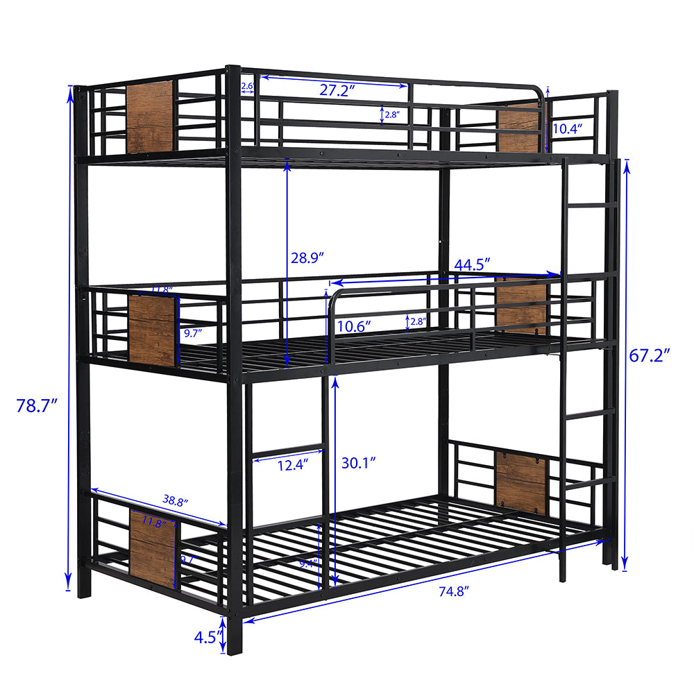 Twin Size Triple Bunk Bed