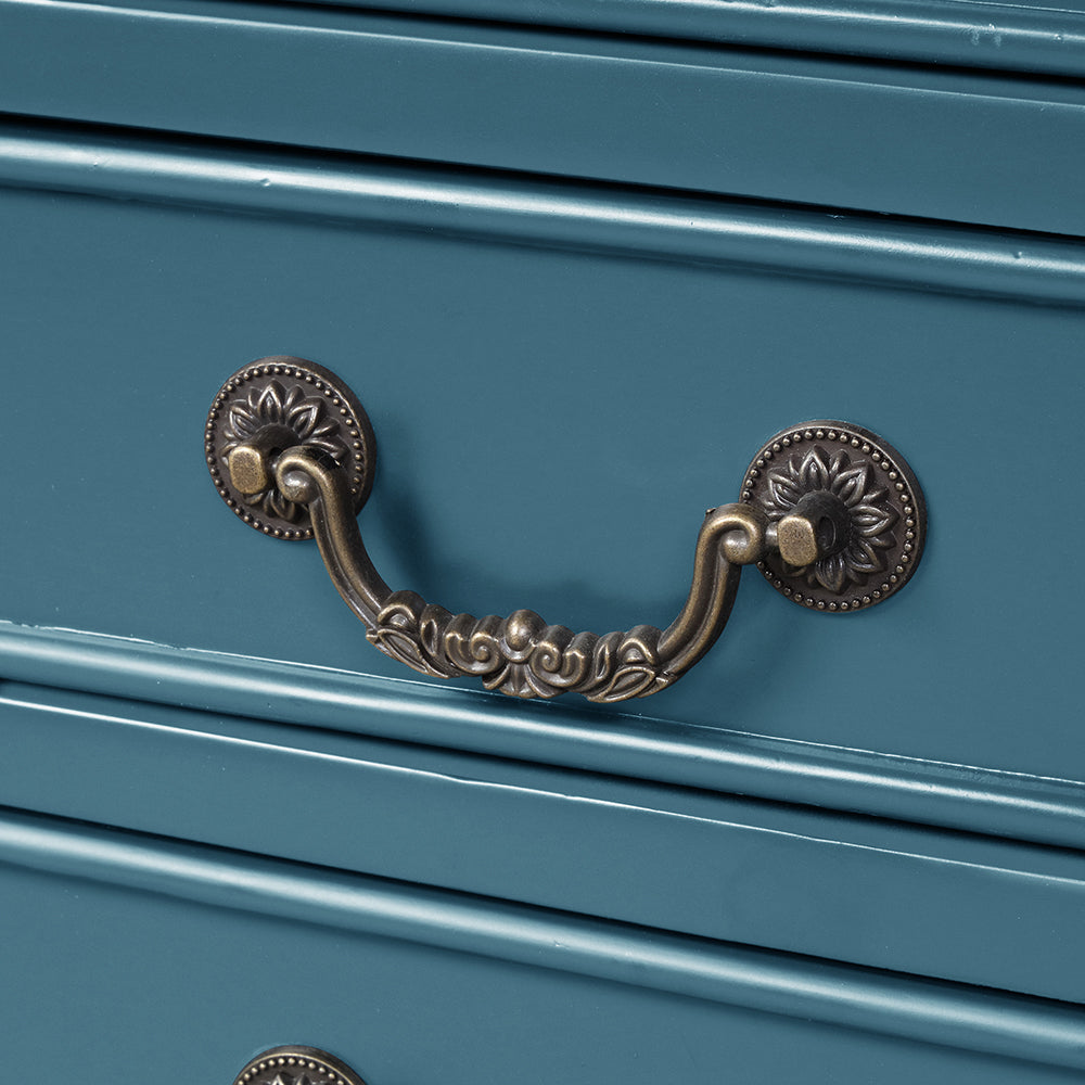 Console Table with 3 Drawers, 2 Cabinets and 1 Shelf, Blue