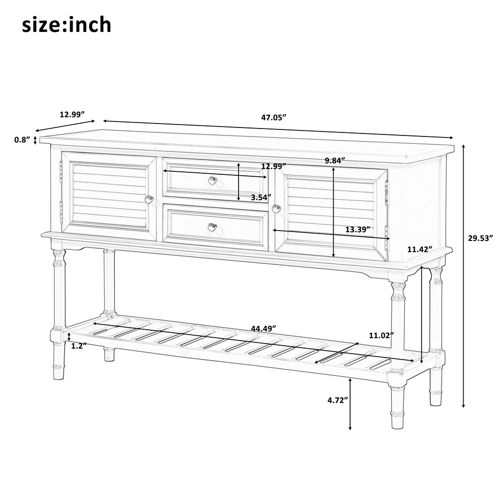 Console Table with Drawers and Shelf