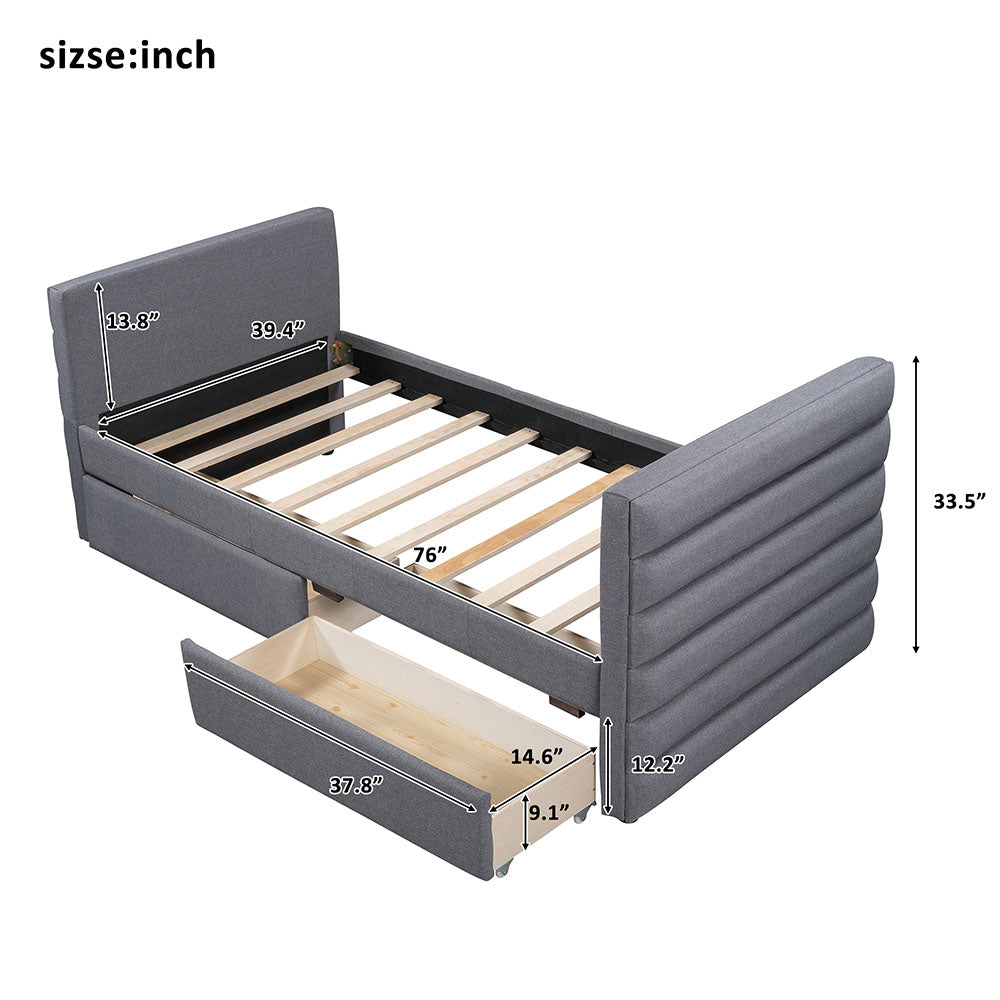 Upholstered Twin Daybed With Two Drawers