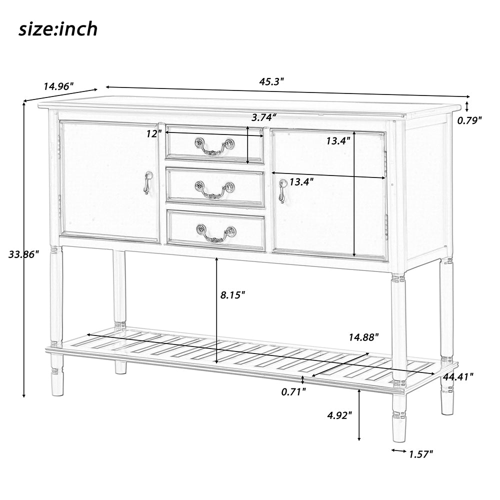 Console Table with Drawers and Cabinets