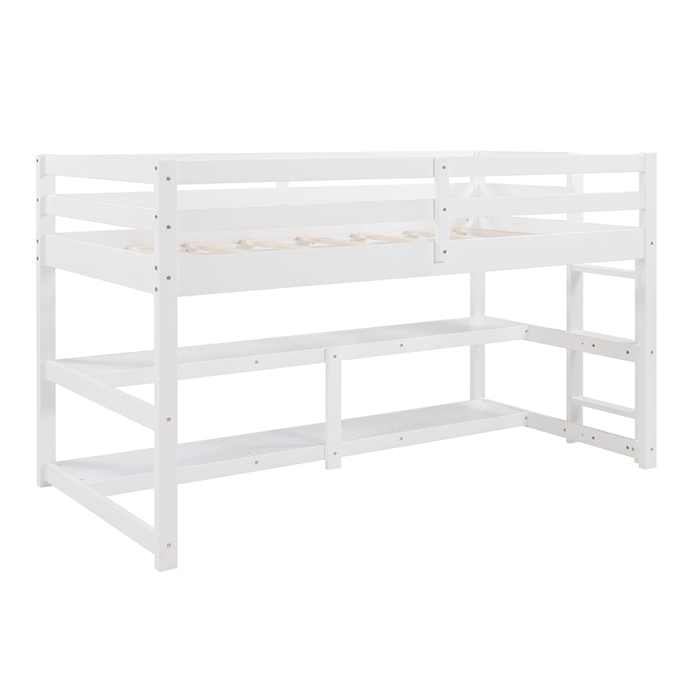 Twin Size Loft Bed with Shelves