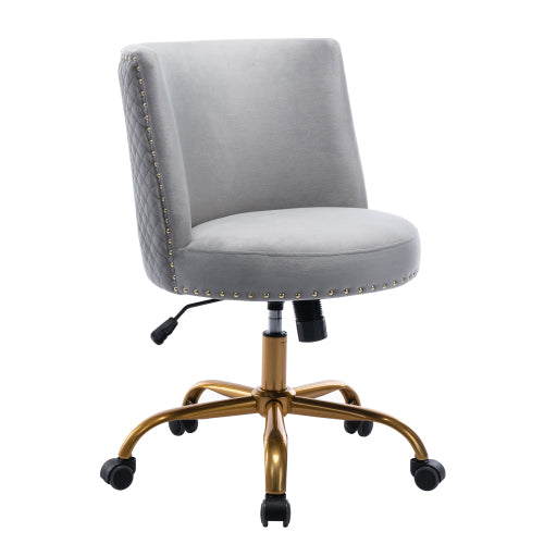 Velvet Home Office Swivel Chair, Gray