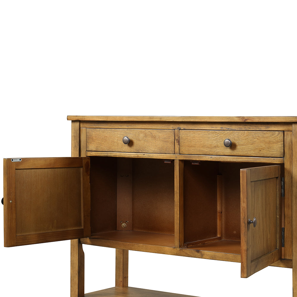 Console Table with 2 Drawers, 2 Cabinets and 1 Shelf, Brown