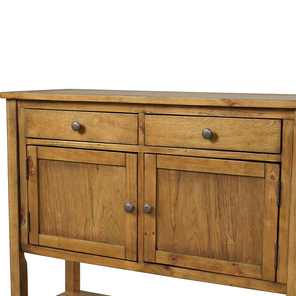 Console Table with 2 Drawers, 2 Cabinets and 1 Shelf, Brown