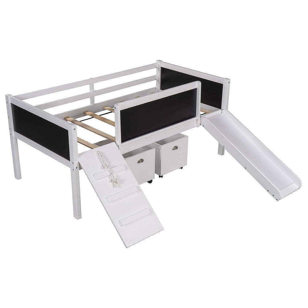 Twin size Loft Bed with Two Storage Boxes