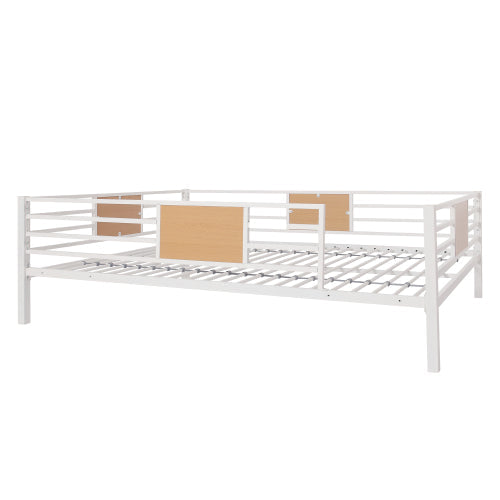 Full Triple Bunk Bed with Built-in Ladder, White