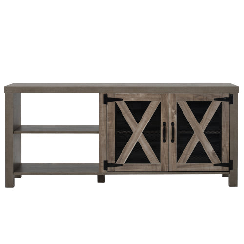 TV Stand with Barn Door for TVs up to 57 Inches, Gray