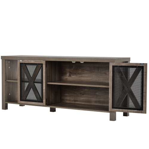 TV Stand with Barn Door for TVs up to 57 Inches, Gray