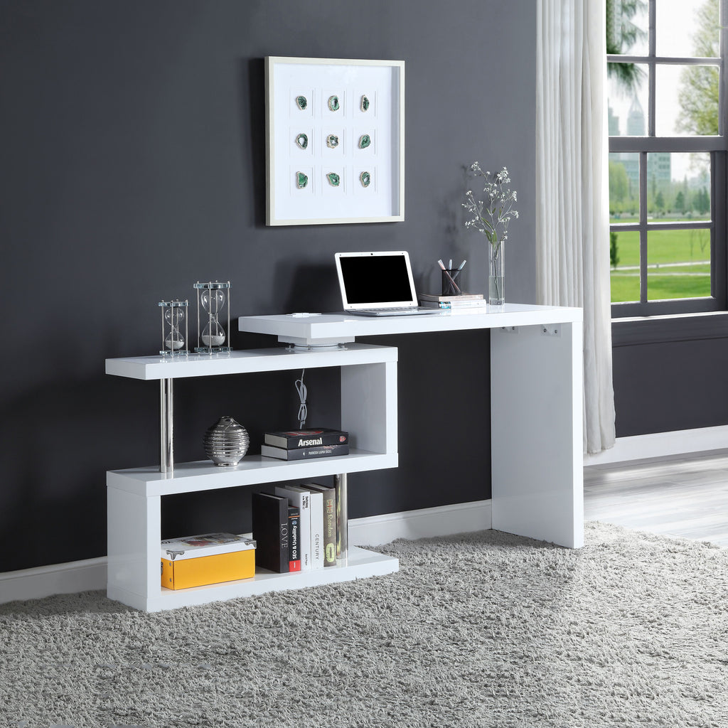 Reversible Swivel Writing Desk with Shelf