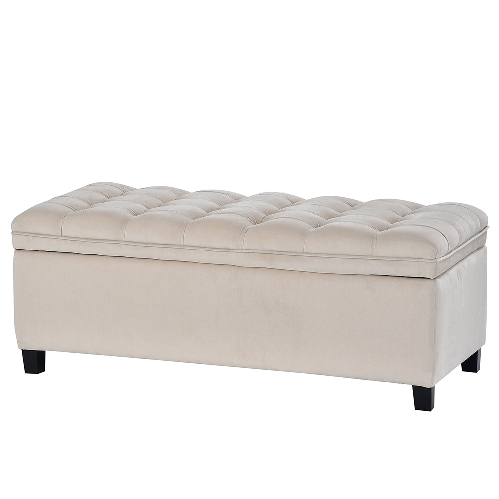 Upholstered Storage Bench with Button Tufted Flip Top