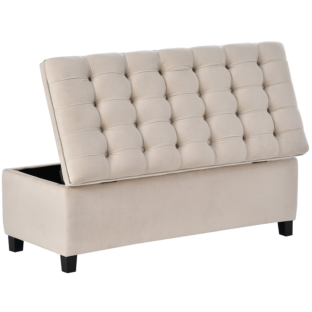 Upholstered Storage Bench with Button Tufted Flip Top