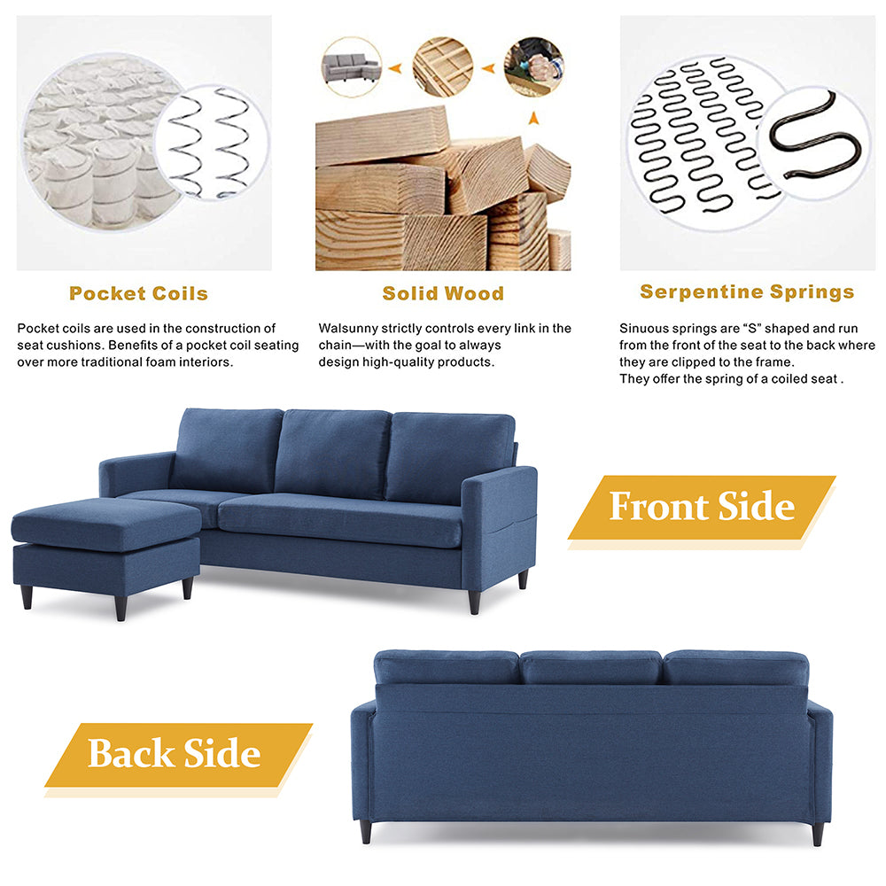 Reversible Sectional Sofa with Handy Side Pocket