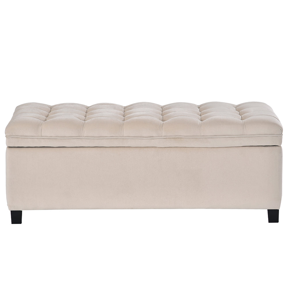 Upholstered Storage Bench with Button Tufted Flip Top