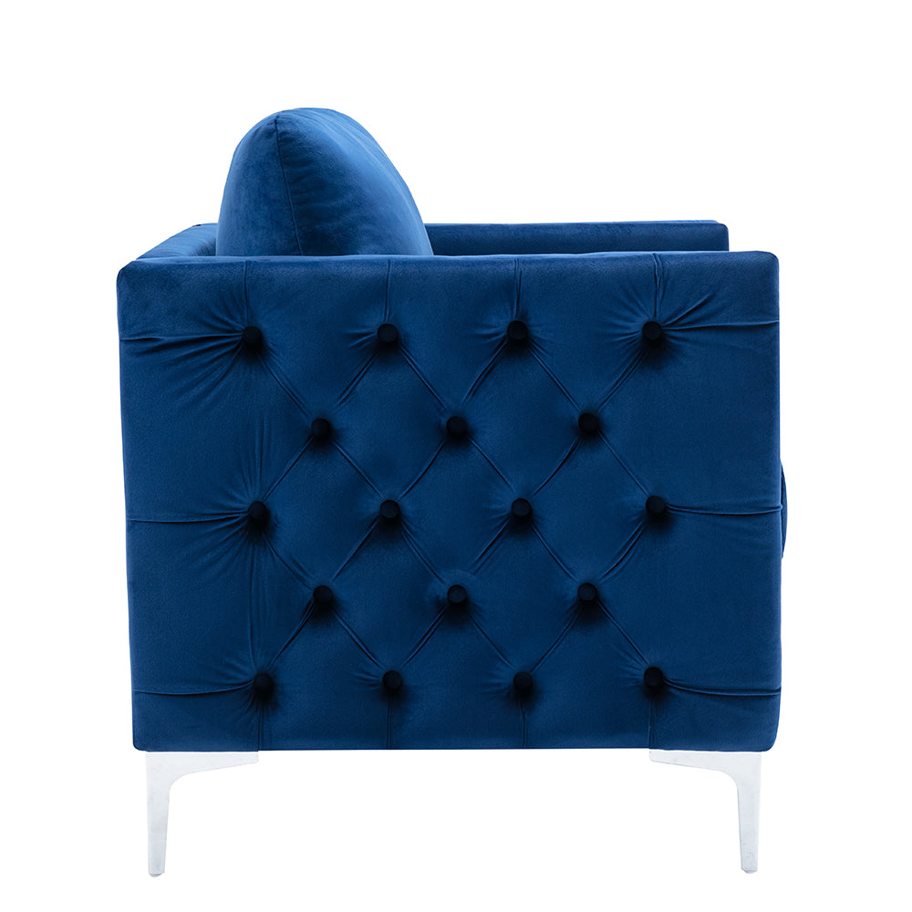 Velvet Upholstered Armchair Tufted Button Sofa Chair