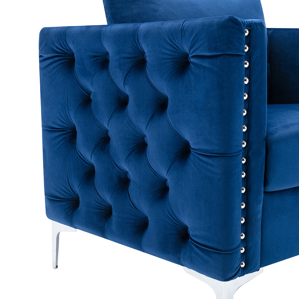 Velvet Upholstered Armchair Tufted Button Sofa Chair