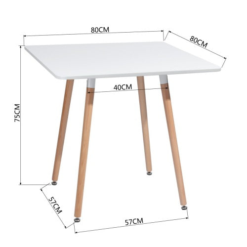 Modern Square Dining Table, White