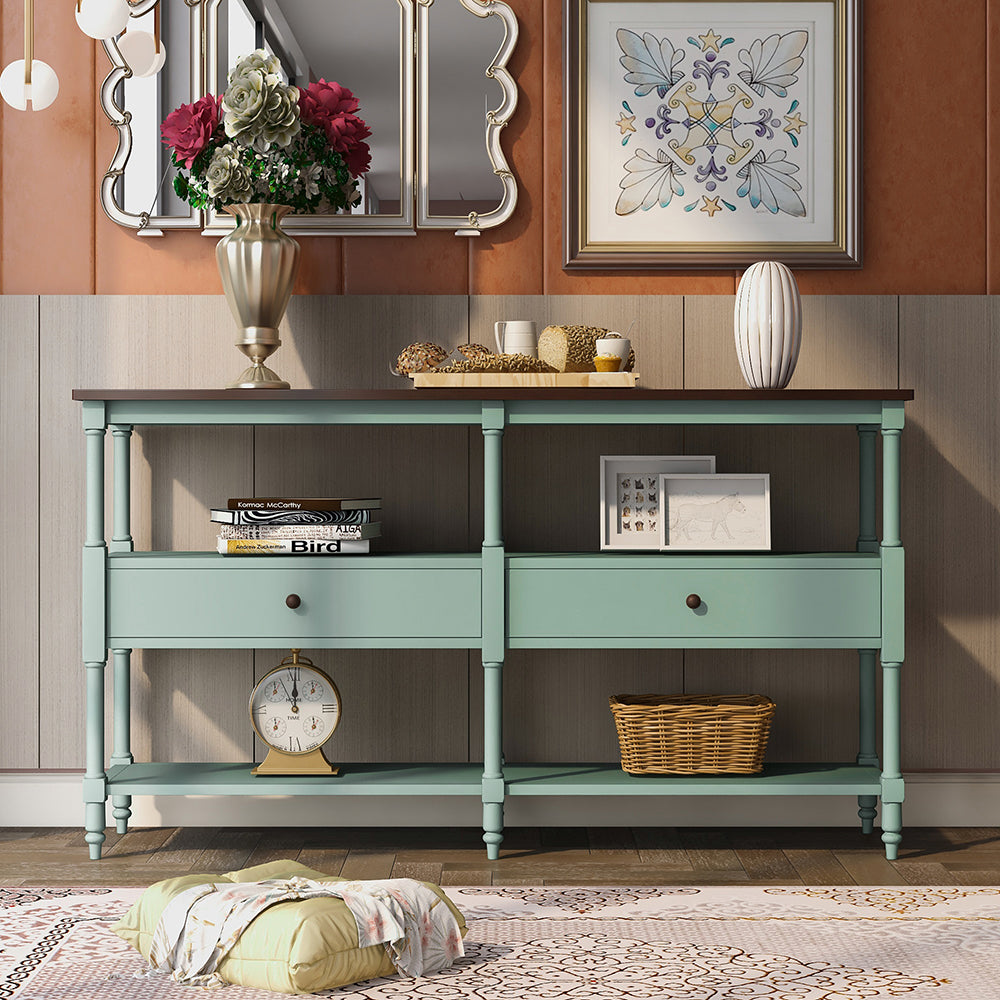 Console Table with Drawers and Shelves 