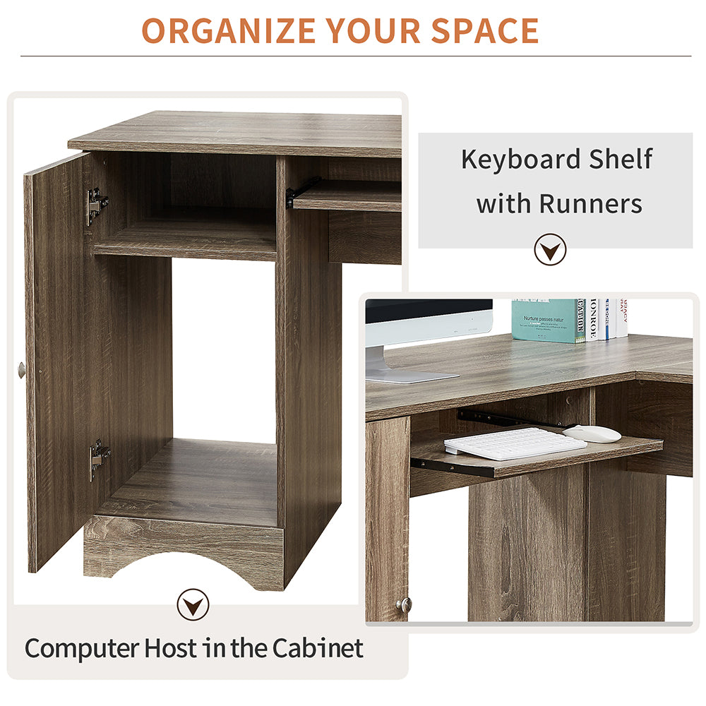 L-shaped Office Desk with Storage and Shelf