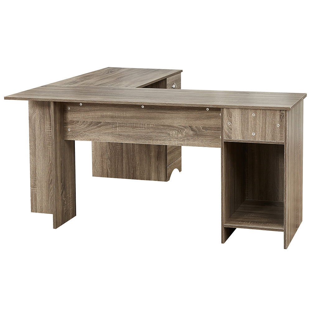 L-shaped Office Desk with Storage and Shelf