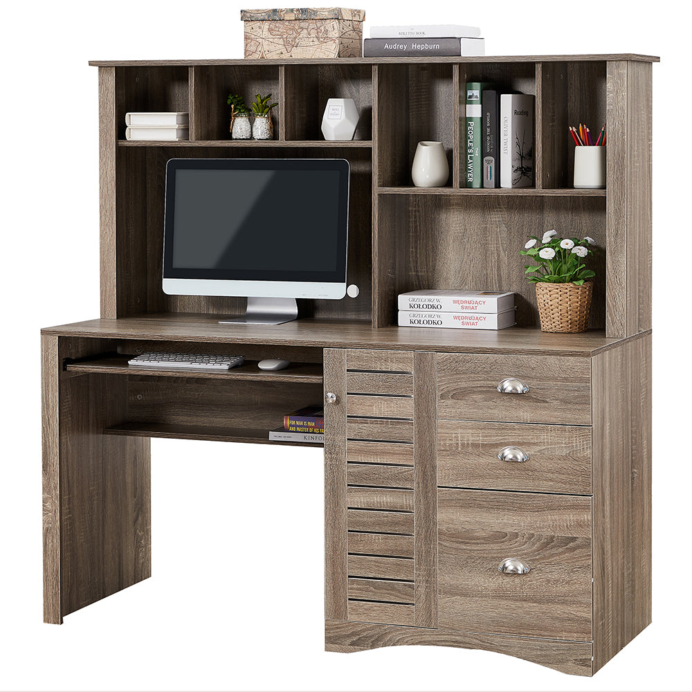 Office Desk with Hutch and Shelves and Drawers