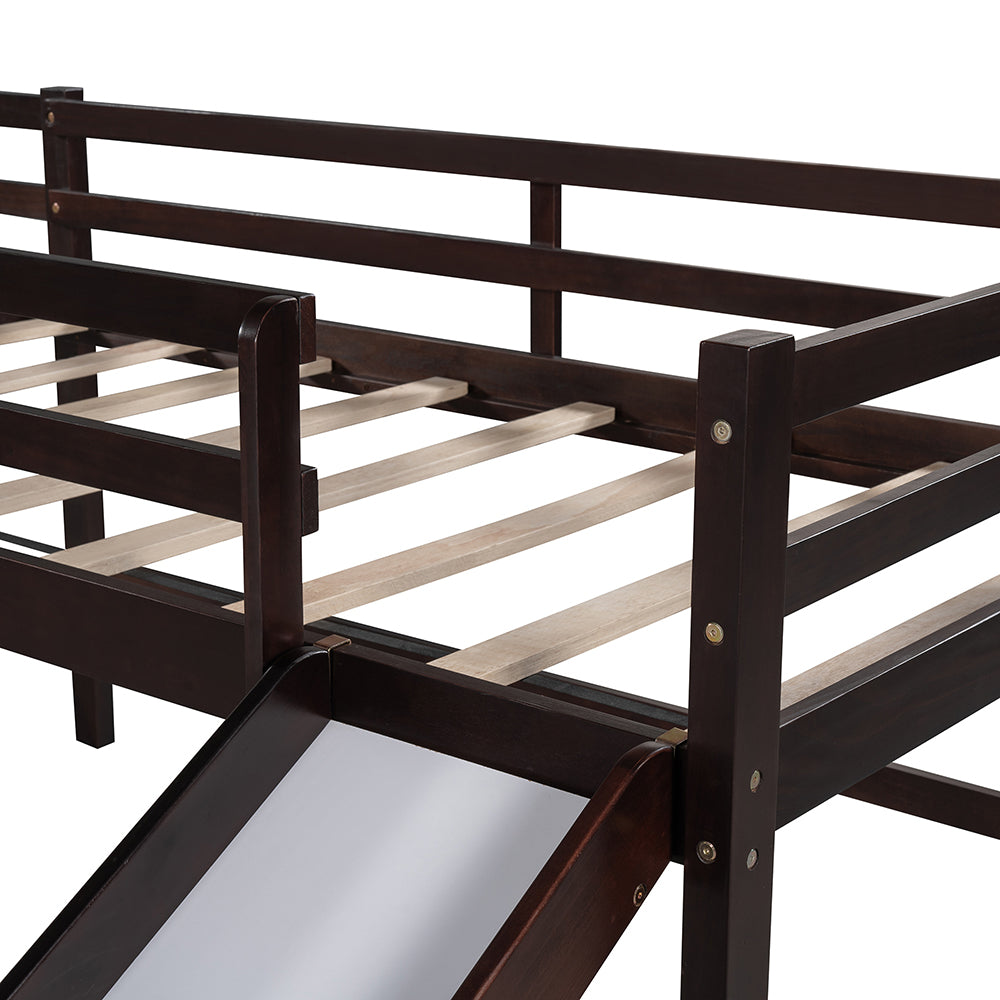 Twin Size L-Shaped Loft Bed with Slide