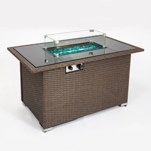 44 inch Fire pit Table Rectangle 50,000 BTU, Brown