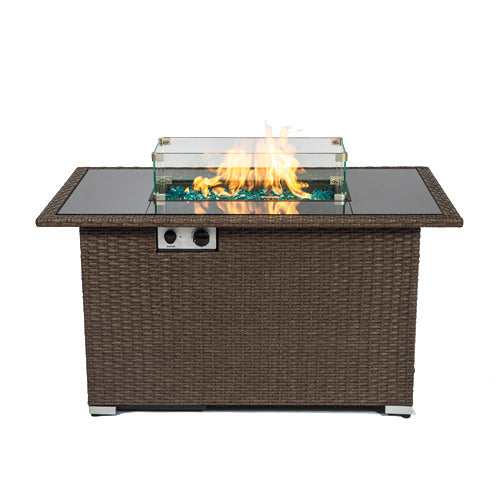 44 inch Fire pit Table Rectangle 50,000 BTU, Brown