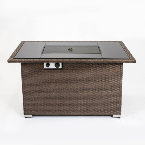 44 inch Fire pit Table Rectangle 50,000 BTU, Brown