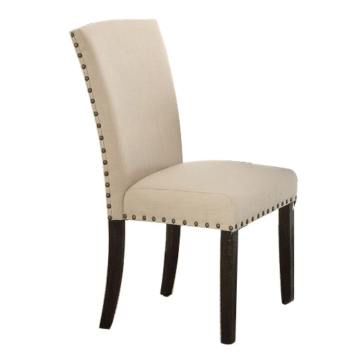 Side Chair (Set of 2) in Linen & Salvage Dark Oak