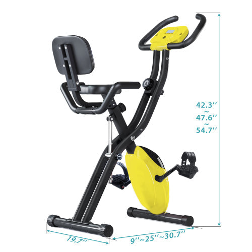 Folding Exercise X-Bike with 10-Level Adjustable Resistance, Yellow