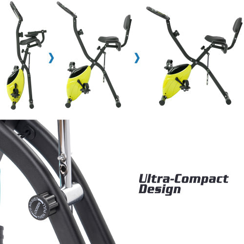 Folding Exercise X-Bike with 10-Level Adjustable Resistance, Yellow