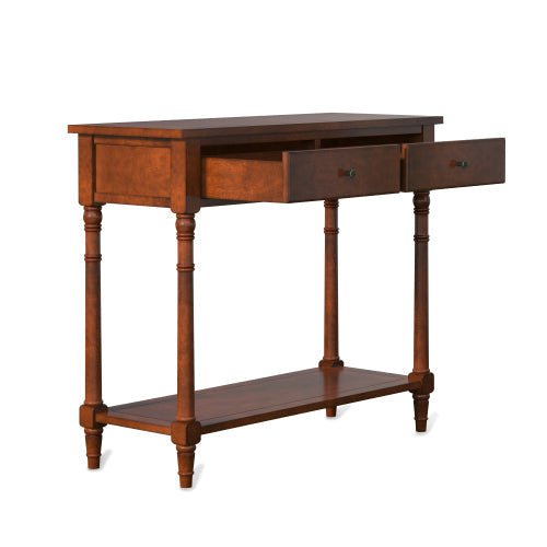 35 Inches Retro Solid Wood Console Table, Cherry