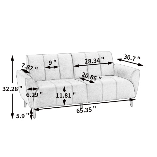 High Elastic Sponge Two-seat Sofa, Earth Yellow